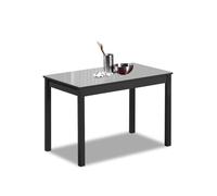 ASTIMESA - Mesa de Cocina con Tapa Cristal Color Gris- Estructura Negro- Ideal para Cocinas Pequeñas y Decoración Minimalista - Práctica para Organizar Espacios - Medidas: 110 cm x 70 cm.