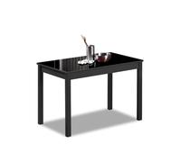 ASTIMESA - Mesa de Cocina con Tapa Cristal Color Negro- Estructura Negra- Ideal para Cocinas Pequeñas y Decoración Minimalista - Práctica para Organizar Espacios - Medidas: 100 cm x 60 cm.