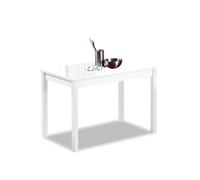 Astimesa - Mesa de Cocina con Tapa de Cristal Color Blanco - Estructura Blanca- Ideal para Cocinas Pequeñas y Decoración Minimalista - Práctica para Organizar Espacios - Medidas: 110 cm x 70 cm.