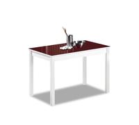 Astimesa - Mesa de Cocina con Tapa de Cristal Color Burdeos- Estructura Blanca- Ideal para Cocinas Pequeñas y Decoración Minimalista - Práctica para Organizar Espacios - Medidas: 110 cm x 70 cm.