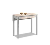 Astimesa - Mesa de Cocina Extensible con Cajón y ala Caída - Estructura de Aluminio - Color Amundsen - Ideal para Espacios Pequeños - Mesa Extensible de 90 x 50 cm a 90 x 70 cm