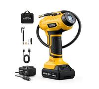 AstroAI Compresor de Aire de Cilindro de Metal 2 en 1, Batería de 20 V y Fuente de Alimentación de Automóvil de 12 V, Compresor Eléctrico Inalámbrico Portátil de 160 PSI Para Moto, Coche y Bicicleta