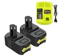 ASUNCELL 2 Piezas Batería 18V 5.0Ah y Cargador para Ryobi, Li-Ion Batería de Repuesto para Ryobi One+ RB18L50 RB18L40 RB18L25 RB18L15 RB18L13 P102 P103 P104 P105 P106 P107 Herramientas Inalámbricas