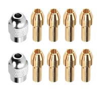 Asyduey Collet de LatóN de 10 Piezas para, Juego de Herramientas de Tuerca de Taladro Giratorio de Cambio RáPido 4485 de Repuesto 0,8/1,2/1,5/1,8/2,0/2,4/3,0/3,2Mm