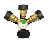 Asyduey Divisor de Propano de 3 VíAs con ManóMetro y VáLvula de, Divisor de Gas Propano de 3 Y, Adaptador de ManóMetro en T para Tanque de Gas Propano LP