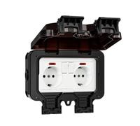 Asyduey Enchufe Impermeable IP66 de 220 V, Enchufe de Pared Negro con Interruptor Incorporado, ElectrodoméStico EléCtrico de la UE (C)