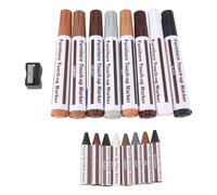 Asyduey Kit de ReparacióN de Muebles Marcadores de Madera - Juego de 17 - Marcadores y Varillas de con Kit de Sacapuntas, para ArañAzos, Suelos de Madera
