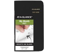 AT-A-GLANCE Agenda 2027-2028, planificador mensual de 2 años, 3.5 x 6 pulgadas, tamaño de bolsillo, bloques diarios sin rayas, color negro (700240527)