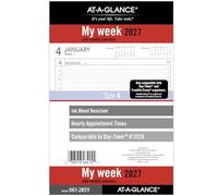 AT-A-GLANCE Recambio de planificador 2027, semanal, 5.5 x 8.5 pulgadas, tamaño de escritorio 4, 7 anillos de hojas sueltas (061-285Y-27)