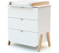 AT4 - Cómoda cambiador bebé 3 cajones PIRATE madera - Blanco/Haya - 79 x 65,5 x 94