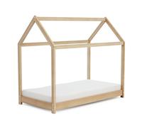 AT4 - Cuna bebé casita madera - Marrón - 70 x 140-145 x 77 x 124 cm