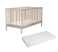 AT4 - Cuna bebé con colchón ESSENTIEL madera - Haya Cruda - 70 x 140-144 x 72.50 x 82 cm