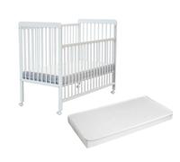 AT4 - Cuna bebé con lateral abatible con colchón ESSENTIEL madera - Blanco - 60 x 120-124 x 64 x 10,.5 cm