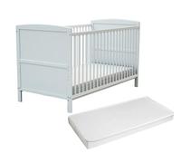 AT4 - Cuna bebé con lateral abatible con colchón ESSENTIEL madera - Blanco - 70 x 140-144 x 74,50 x 86,50 cm