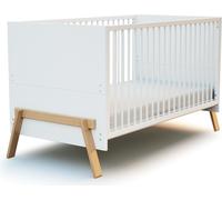 AT4 - Cuna bebé evolutiva CANAILLE madera - Blanco/Haya Barnizada - 70 x 140 - 155 x 79 x 87,50 cm