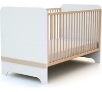 AT4 - Cuna bebé evolutiva CARROUSEL madera - Blanco/Haya Barnizada - 70 x 140 - 147,5 x 78 x 93,5 cm