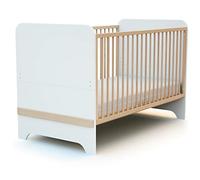 AT4 - Cuna bebé evolutiva CARROUSEL madera - Blanco/Haya Barnizada - 70 x 140 - 147,5 x 78 x 93,5 cm
