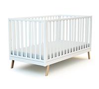AT4 - Cuna bebé evolutiva KASA madera - Blanco - 70 x 140-146 x 74.50 x 83 cm