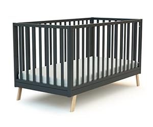 AT4 - Cuna bebé evolutiva KASA madera - Gris grafito - 70 x 140-146 x 74,50 x 83 cm