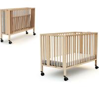 AT4 - Cuna bebé plegable FLOW madera - Haya Barnizada - 60 x 120 - 124,5 x 64,5 x 87,5 cm