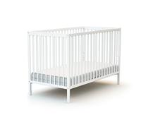 AT4 - Cuna de bebé 60 x 120 cm, color blanco | 124 x 64,5 x 82 cm | Madera maciza | Desde el nacimiento | Comodidad de sueño | Somier de láminas | Cama con barrotes |Somier ajustable 3 alturas