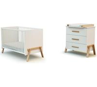 AT4 - Cuna y cómoda cambiador CANAILLE madera - Blanco/Haya - 60 x 120