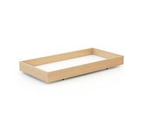 AT4 - ESSENTIEL Cajón de cama Haya barnizada | Para cuna 60x120 cm | Cajón universal de madera | Cajón con 4 ruedas | Altura 15cm | Almacenamiento práctico y discreto | Ahorro de espacio