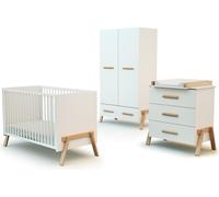 AT4 - Habitación bebe completa CANAILLE madera - Blanco/Haya Barnizada - 60 x 120 - 135 x 64 x 84 cm