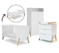 AT4 - Habitación bebé completa evolutiva PIRATE madera - Blanco/Haya Barnizada - 70 x 140-147,5 x 78 x 87,5/79 x 65,5 x 94/51 x 100 x 176 cm