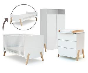AT4 - Habitación bebé completa evolutiva PIRATE madera - Blanco/Haya Barnizada - 70 x 140-147,5 x 78 x 87,5/79 x 65,5 x 94/51 x 100 x 176 cm