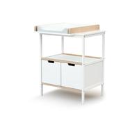AT4 - Mueble cambiador bebé 2 puertas ESSENTIEL madera - Blanco/Haya Cruda - 68 x 66 x 90,5 cm
