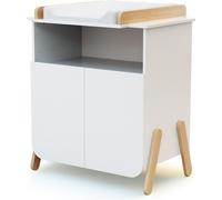 AT4 - Mueble cambiador bebé 2 puertas PIRATE madera - Blanco/Haya - 79 x 65,5 x 94 cm