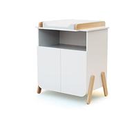 AT4 - Mueble cambiador bebé 2 puertas PIRATE madera - Blanco/Haya - 79 x 65,5 x 94 cm