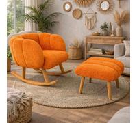 Atelier Del Sofa Conjunto de Sillón y Puff Lotus - Naranja