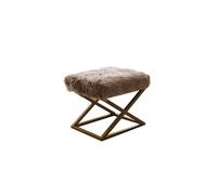 Atelier Del Sofa Elegante puf con Marco de Metal, Tejido de Peluche, 50 cm de Ancho x 42 cm de Alto x 40 cm de diámetro | Elegante diseño marrón y Dorado salón y Dormitorio