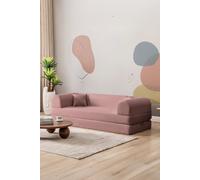 Hanah Home, sofá cama de 3 plazas en color rosa, 100% tejido de felpa texturizado, 190 cm | Código para padres
