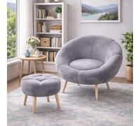 Atelier Del Sofa Lida - Conjunto de Sillón y Puff Gris