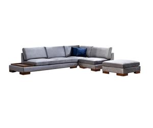 Atelier Del Sofa Tulip Sofá Esquinero Derecho con Puf - Gris Oscuro