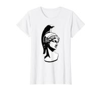 Atenea Diosa Griega Blackwork Camiseta gráfica económica, Mujer, Blanco, XS