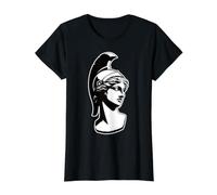Atenea Diosa Griega Blackwork Camiseta gráfica económica, Mujer, Negro, M