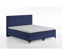 Atlantic Home Collection Romy Cama con Base de muelles con cabecero clásico, colchón de muelles ensacados, Grado de firmeza 3, Incluye sobrecolchón, Azul Marino, 160 x 200 cm