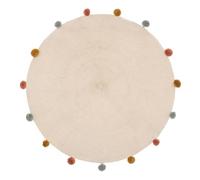 Atmosphera – Alfombra infantil – Algodón y pompones – Beige D90 cm