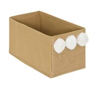 Atmosphera - Caja de Yute Plegable Yuki para Guardar Cosas, 14 x 29 cm, Color Beige, con Detalle de pompón