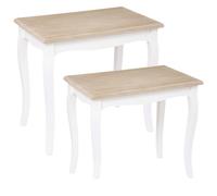 Atmosphera Conjunto de 2 Mesas de Centro Chrysa Blanco Retro | L. 60 X P. 38 X H. 56,3 Cm