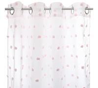 Atmosphera – Cortina infantil 'Pompons' – blanca y rosa 140 x 240 cm