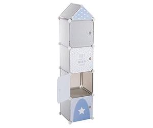 ATMOSPHERA CREATEUR D'INTERIEUR 83610 Columna DE Almacenamiento Infantil Gris/Azul, Madera, Neutro, L. 34 x l. 140 x H. 32 cm