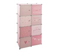 Atmosphera Estantería de almacenamiento infantil Rosa – 8 huecos con puertas