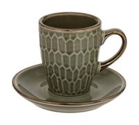 ATMOSPHERA CREATEUR D'INTERIEUR - Juego de 2 tazas con platillos ella de 90 ml, verde