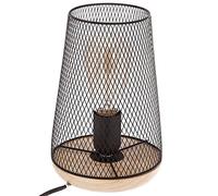 Atmosphera Lámpara Zely metal y madera negra 23 cm Vintage y suave