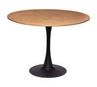 Atmosphera Mesa comedor redonda Elias 4 personas 102 cm tablero efecto roble pata metal negro